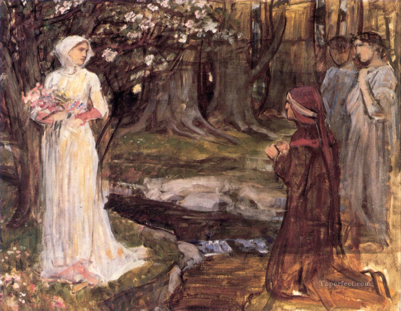 Dante and Beatrice Greek female John William Waterhouse Oil Paintings